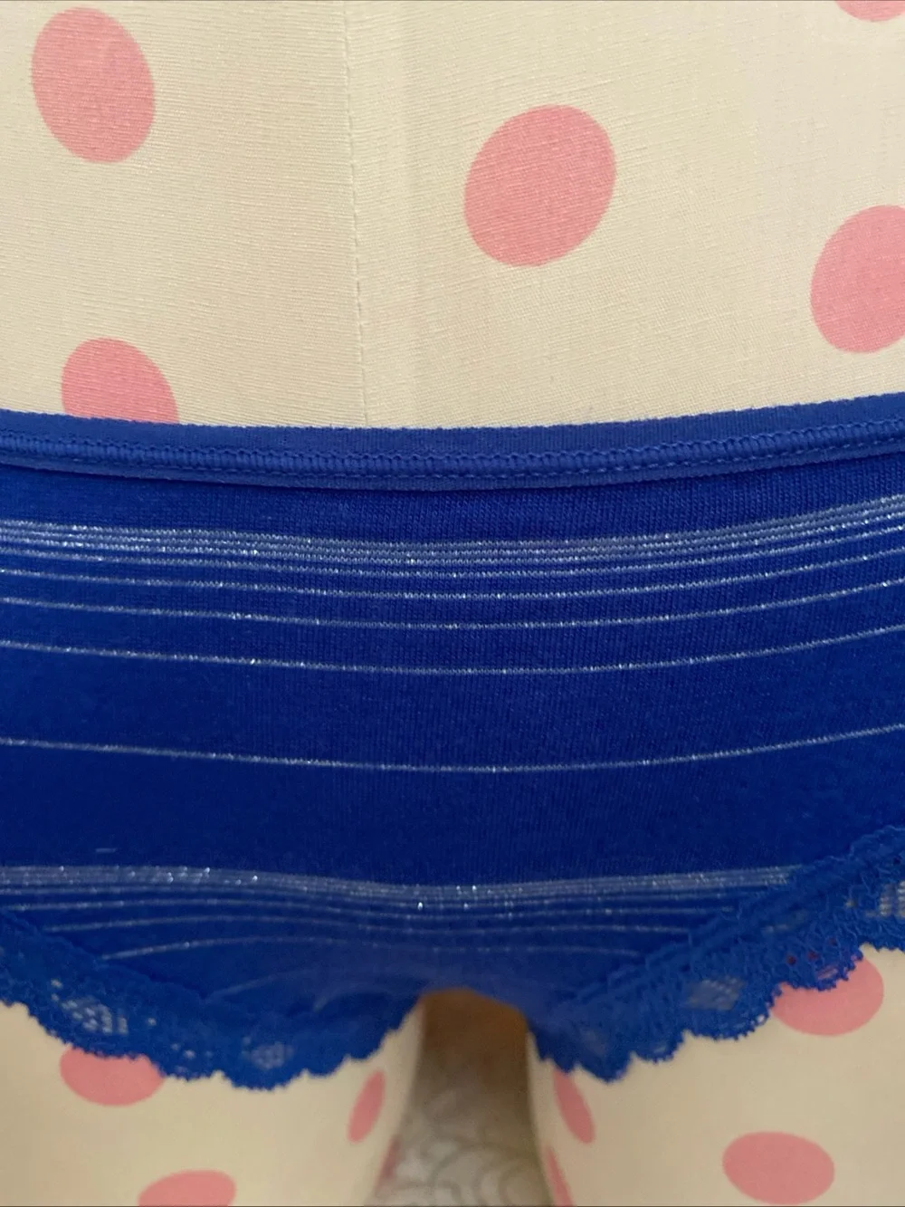 Victoria’s Secret NWT/NOS ‘15 Cheeky Bikini Panty Keyhole Blue/Silver Metallic
